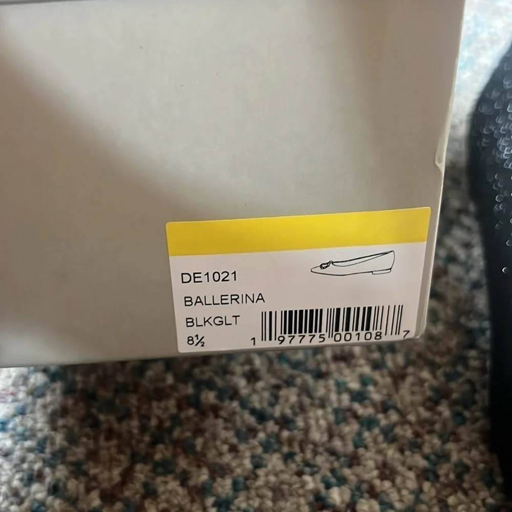 Dee Ocleppo Ballerina glitter-detail leather flats size 8.5 brand new condition